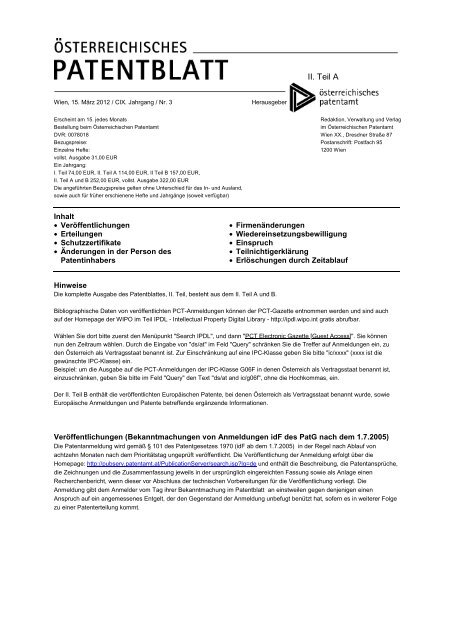 Patentschriften auf CD-ROM - Das Österreichische Patentamt