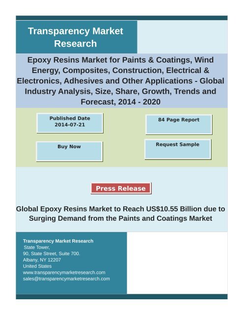 Epoxy Resins Market - Global Industry Analysis and Forecast | 2020