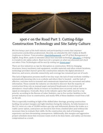 spot-r on the Road Part 1: Cutting-Edge Construction Technology and Site Safety Culture