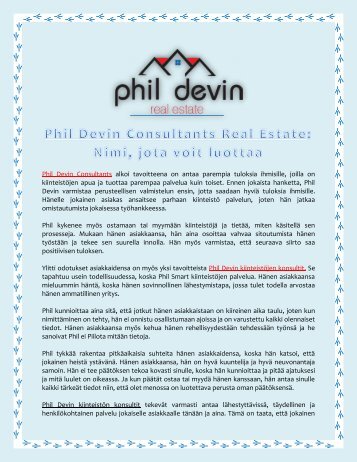 Phil Devin Consultants Real Estate: Nimi, jota voit luottaa