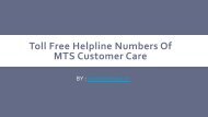Toll Free Helpline Numbers Of MTS Customer Care