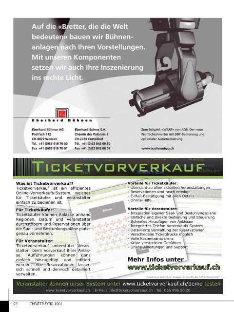 Infos unter www.ticketvorverkauf.ch - Theater-Zytig