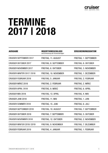 Cruiser Mediendaten 2018 und 2018