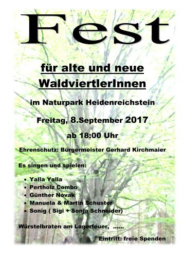 Fest für alte und neue WaldviertlerInnen 8.9