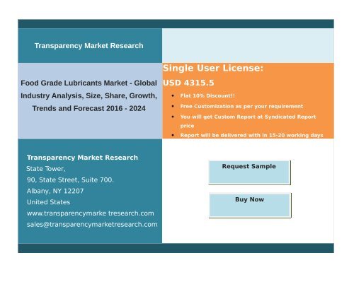 Food Grade Lubricants Quantitative Market Analysis, Current and Future Trends 2024