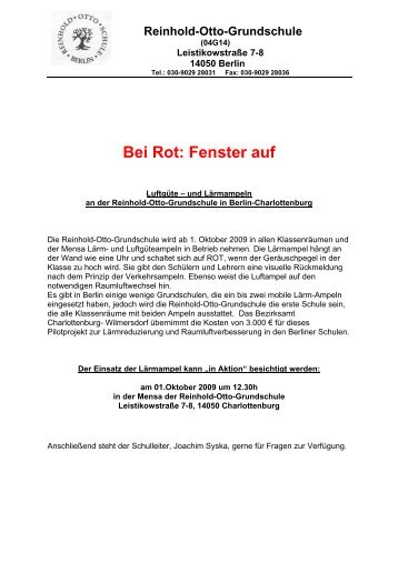 Bei Rot: Fenster auf - Reinhold-Otto-Grundschule