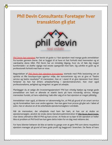 Phil Devin Consultants: Foretager hver transaktion gå glat