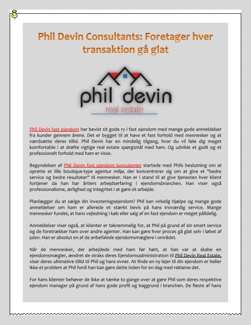 Phil Devin Consultants: Foretager hver transaktion gå glat