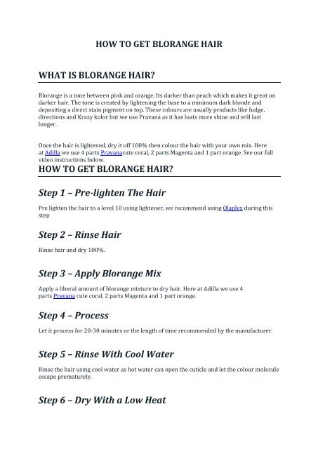 How To Get Blorange Hair
