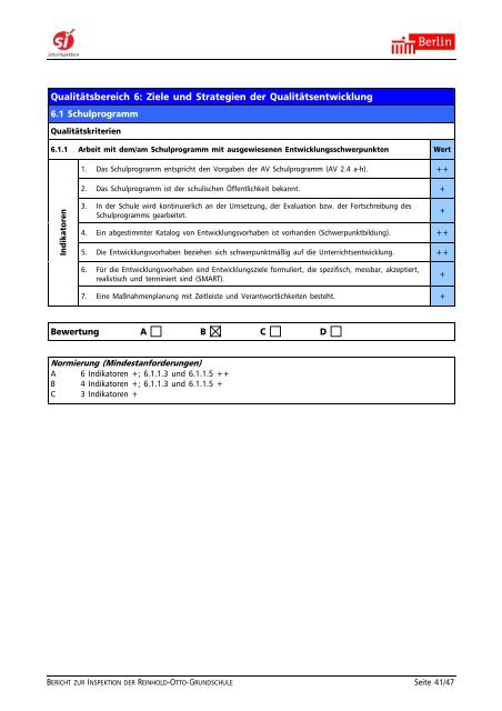 Bericht zur Schulinspektion 2009 - Reinhold-Otto-Grundschule