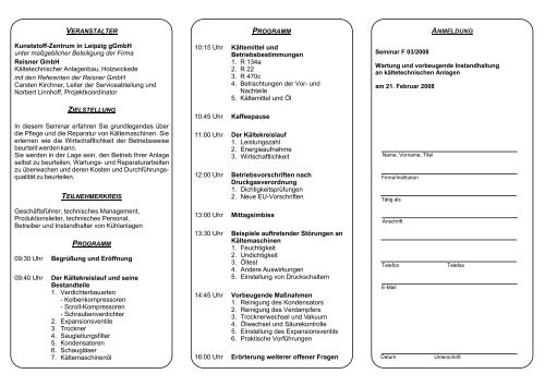 Wartung und vorbeugende Instandhaltung an ... - Reisner AG