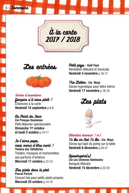 Programme - Chez Robert - saison 2017-2018