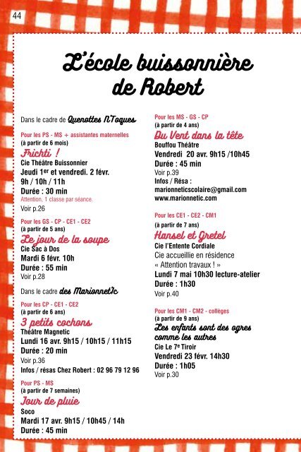 Programme - Chez Robert - saison 2017-2018