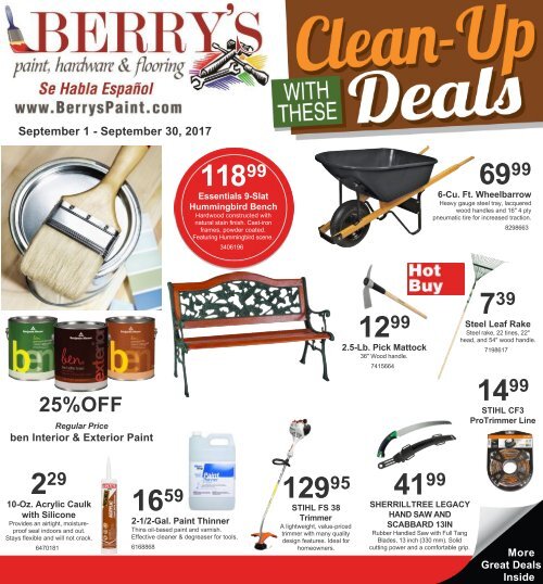 Berry's Paint, Hardware and Flooring September Sales.