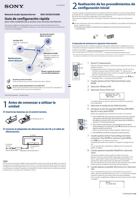 Sony NAS-SV20DI - NAS-SV20DI Guide de mise en route Espagnol