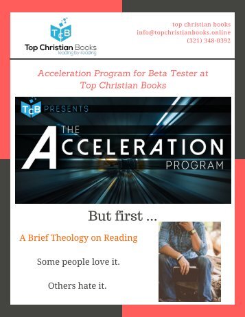 Acceleration Program for Beta Tester at Top Christian Books