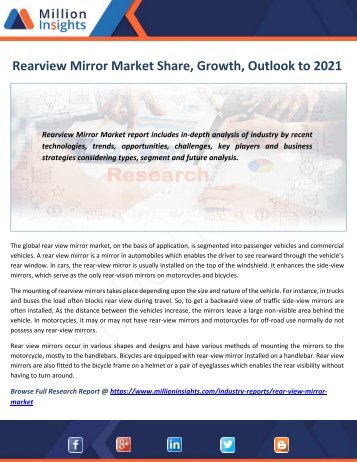 Rearview Mirror Market Share, Growth, Outlook to 2021