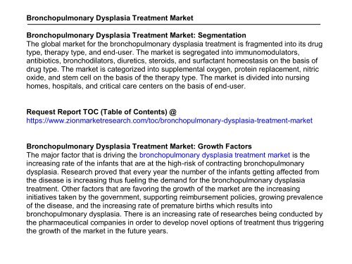 Global Bronchopulmonary Dysplasia Treatment Market, 2016–2024