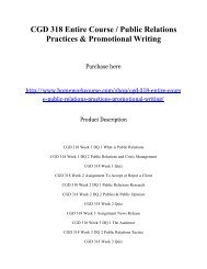 CGD 318 Entire Course  Public Relations Practices & Promotional Writing