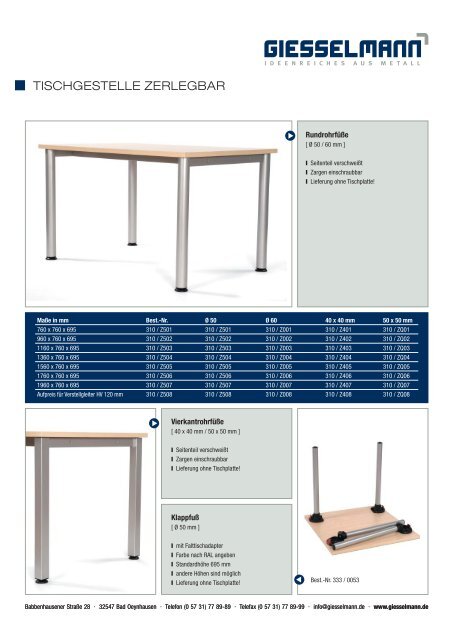 Giesselmann Tischgestelle