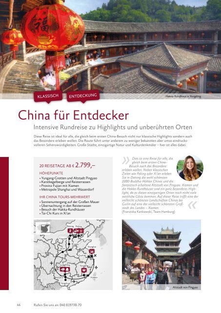 China Tours Jubiläums-Katalog 2018