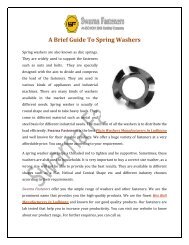 A Brief Guide To Spring Washers