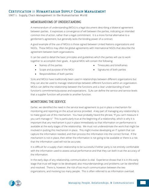 CHSCM 3.0 - Unit 1 - SCM in the Humanitarian World