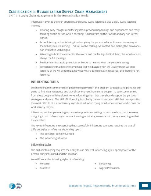 CHSCM 3.0 - Unit 1 - SCM in the Humanitarian World