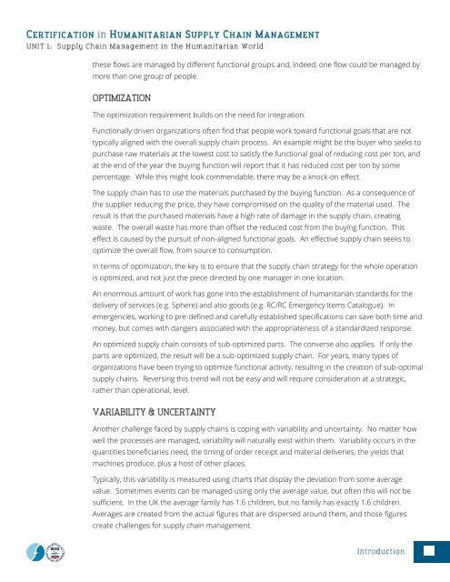 CHSCM 3.0 - Unit 1 - SCM in the Humanitarian World