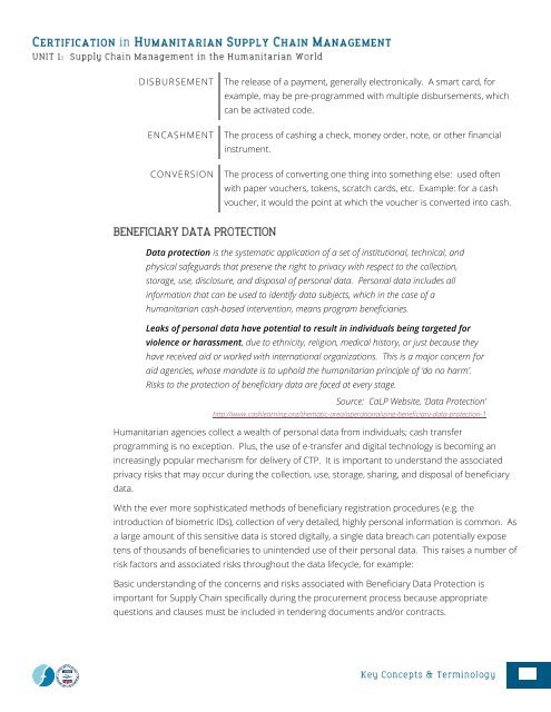 CHSCM 3.0 - Unit 1 - SCM in the Humanitarian World