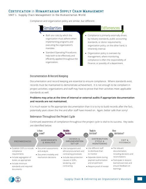 CHSCM 3.0 - Unit 1 - SCM in the Humanitarian World