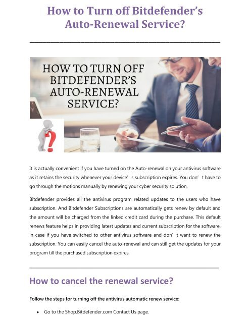 How to Turn off Bitdefender’s Auto-Renewal Service?