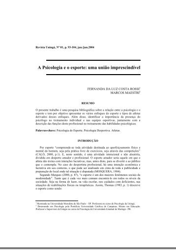 A Psicologia e o esporte uma união imprescindivel