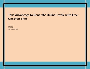 Take Advantage to Generate Online Traffic with Free Classified sites