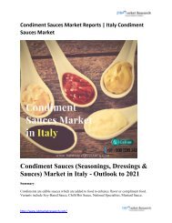 Condiment Sauces Market Reports | Italy Condiment Sauces Market