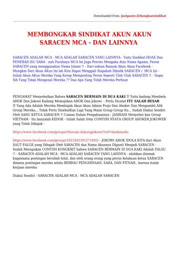 BANTU MEMBONGKAR SINDIKAT SARACEN MCA DAN LAINNYA