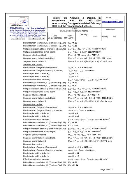 Sachpazis_Pile Analysis &amp; Design. Calculation according to EN 1997-1-2004