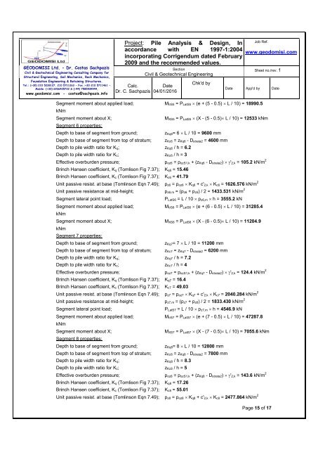 Sachpazis_Pile Analysis &amp; Design. Calculation according to EN 1997-1-2004