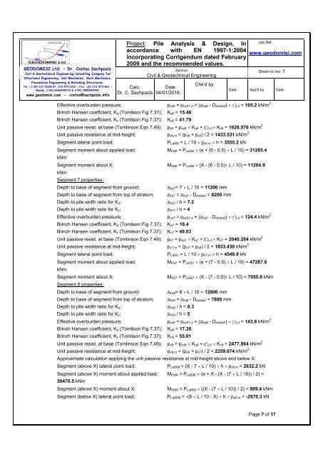 Sachpazis_Pile Analysis &amp; Design. Calculation according to EN 1997-1-2004