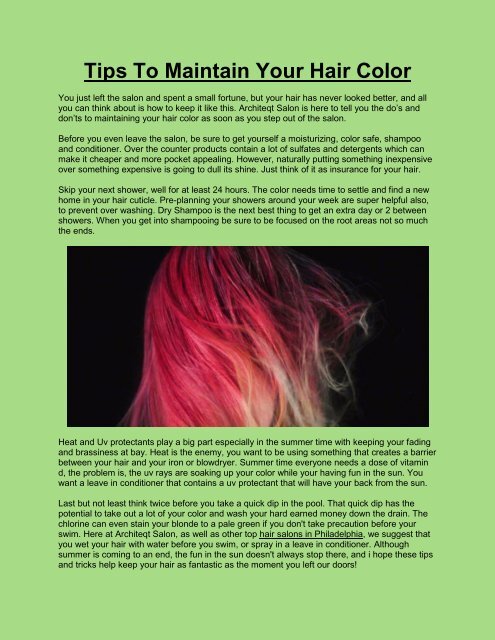 Tips To Maintain Your Hair Color