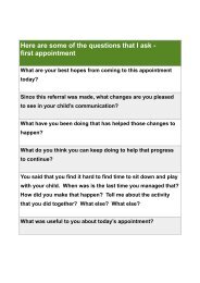 Solution Focused Questions - first appointment 