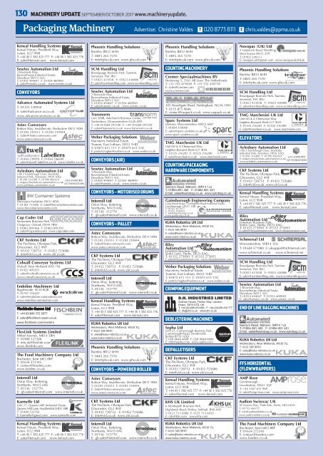 Machinery Update September \ October 2017