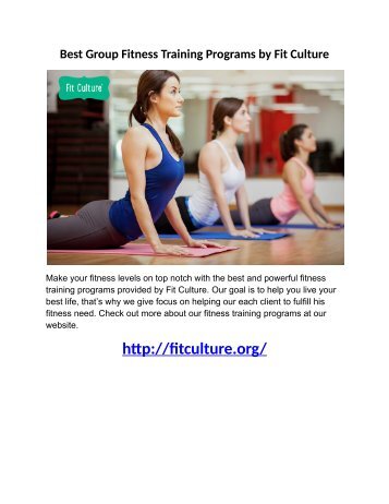 Best Group Fitness Training Programs by Fit Culture