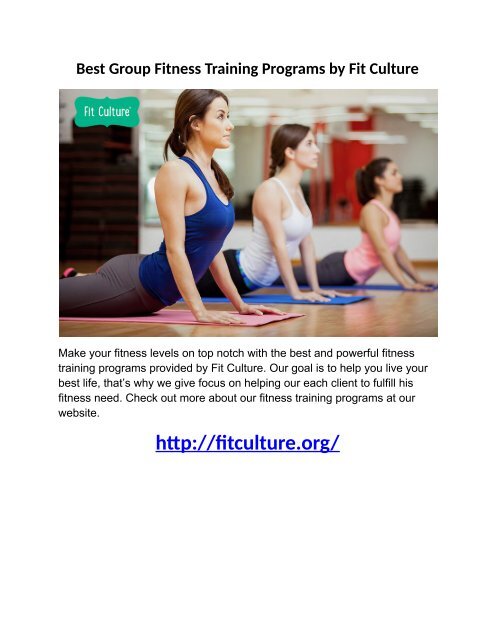 Best Group Fitness Training Programs By Fit Culture