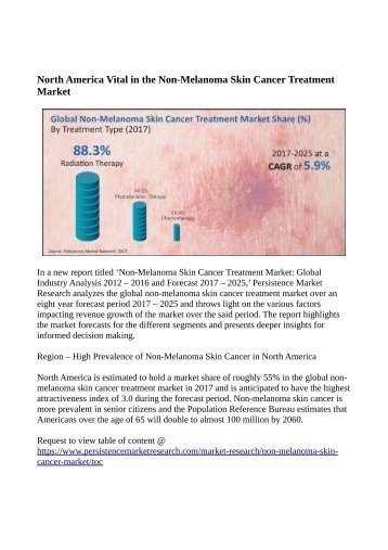 Non Melanoma Skin Cancer Market To Reach US$ 705 Million By 2025