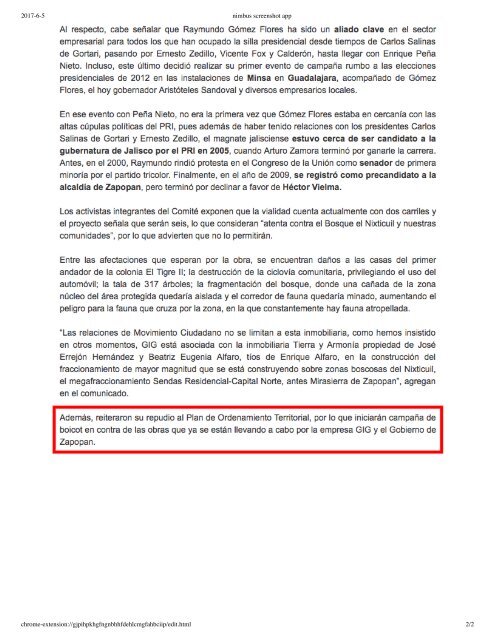 Omar Raymundo Gomez Flores, Por la Destruccion de Bosque Entero en Proyecto que Contempla PODAR 317 Arboles y Cuidado Que el Dueño de La Rioja Tijuana No Cesa en la Busqueda de Ser Alcalde de Zapopan - Sera Que la Poblacion Lo Deja