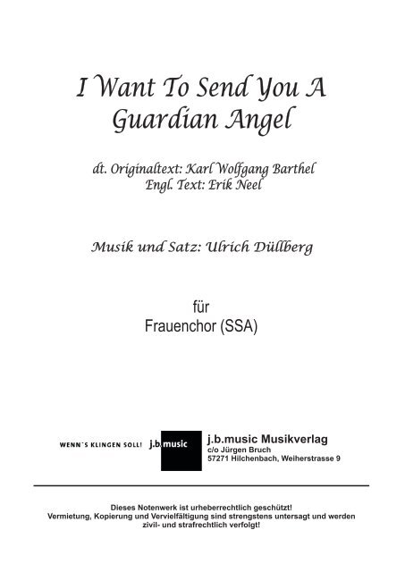 I Want To Send You A Guardian Angel (für Frauenchor SSA)