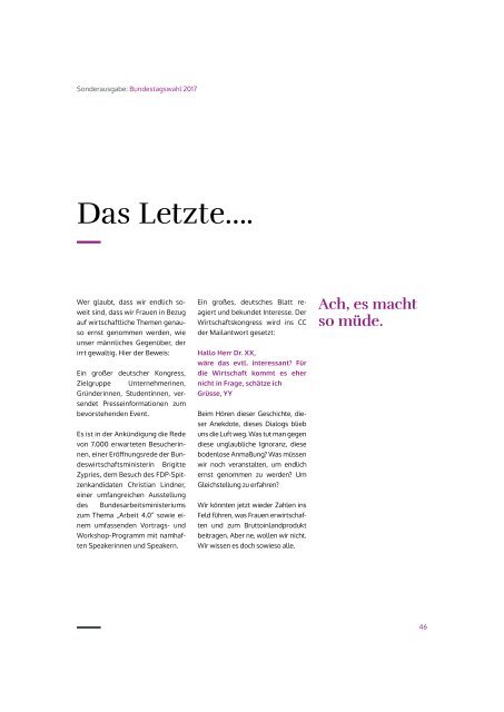 SHE works! #Frauen #Wirtschaft #Karriere - Magazin zur Bundestagswahl 2017