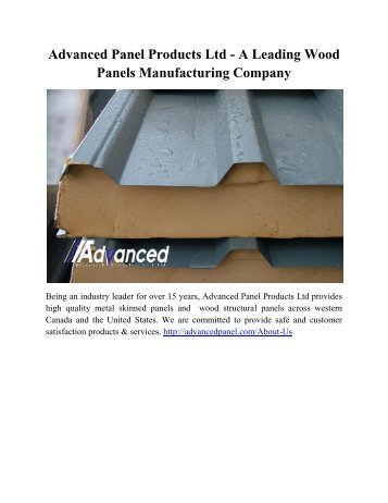 Advanced Panel Products Ltd - A Leading Wood Panels Manufacturing Company