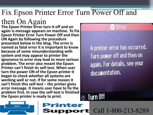 How to fix Epson Printer Error Turn Power.